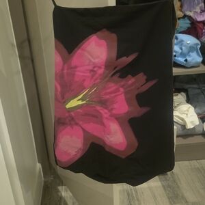 Black Dress with Pink Floral Design